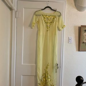 Ao dia chiffon embroidered shirt tunic dress size Small